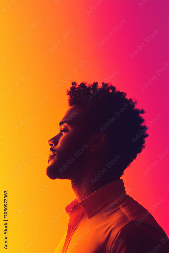 side profile of black man office work gradient background studio photography back to work cubicle job applicant profile lighting wallpaper mobile vertical social media background business marketing side profile of black man office work gradient background studio photography back to work cubicle job applicant profile lighting wallpaper mobile vertical social media background business marketing