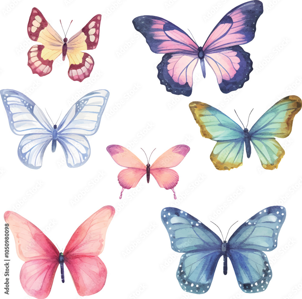Fototapeta premium set of butterflies isolated on white