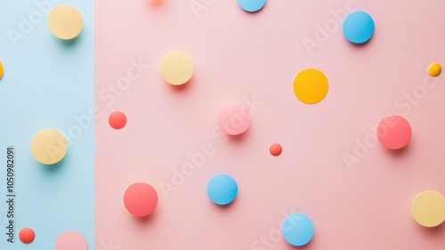 Colorful circular patterns on pastel backgrounds Modern design aesthetics with playful vibe Abstract visual art