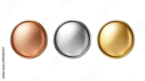 ward golden  silver and bronze blank medals 3d vector realistic illustration. 