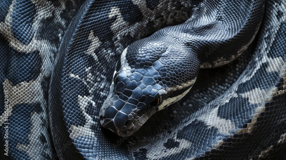 Obraz premium Beautiful dark gray python skin reptile skin texture 