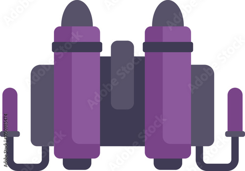 Cartoon spaceship engine with two tanks and four nozzles providing thrust in space