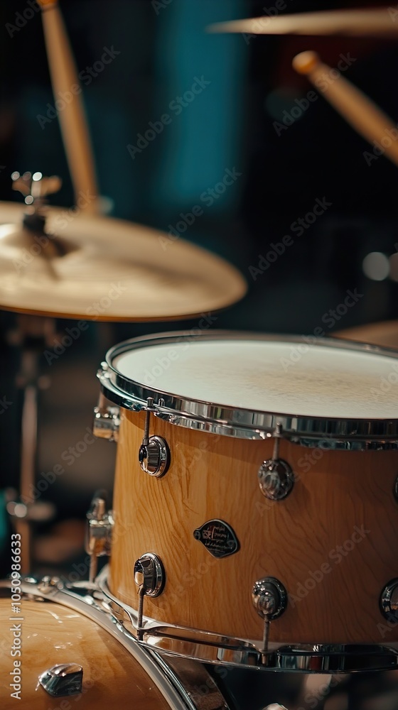 Naklejka premium Close-up of a Drum Set in a Studio