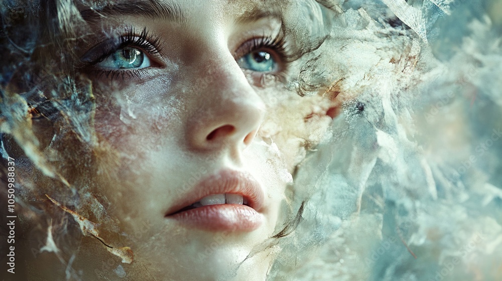 Dreamy Portrait of a Woman with Blue Eyes Dreamy Portrait of a Woman with Blue Eyes