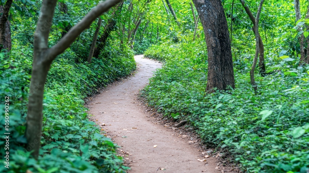 Serene Forest Path Through Lush Greenery Serene Forest Path Through Lush Greenery