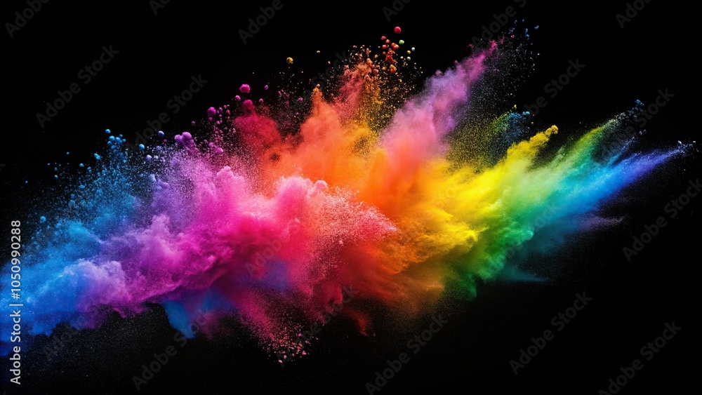 Vibrant colored powder on dark background with reflection Vibrant colored powder on dark background with reflection