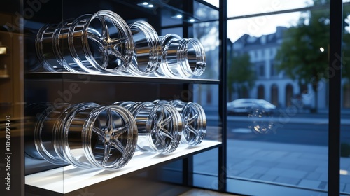 Modern style shop with new metal alloy wheels photo