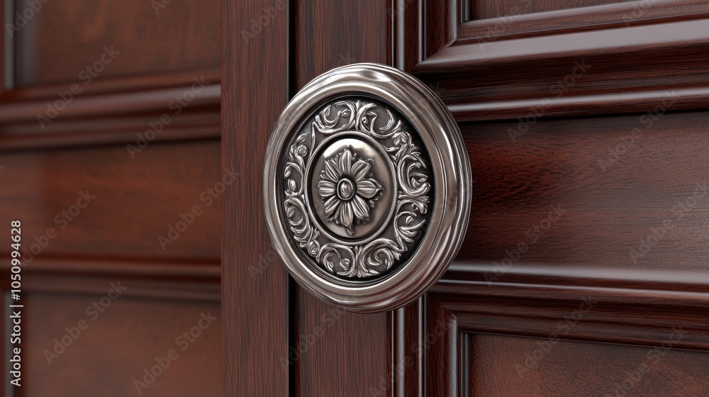 Ornate Door Knob in Elegant Wood Finish Ornate Door Knob in Elegant Wood Finish