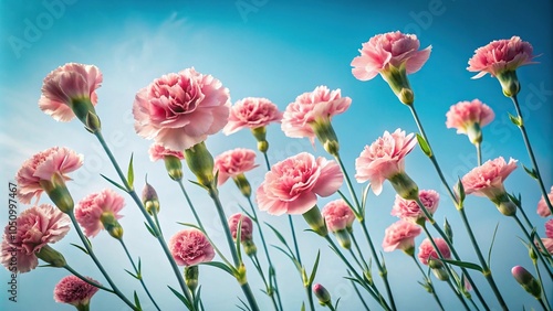 Vibrant floral arrangement with blue sky backdrop