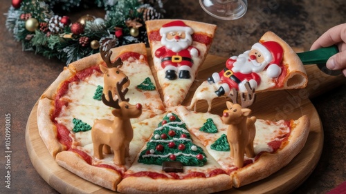 Christmas Themed Pizza with Festive Toppings