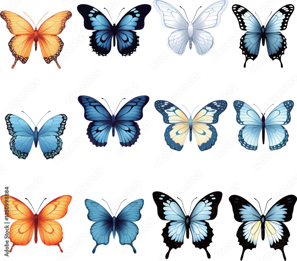 Naklejka premium set of butterflies isolated