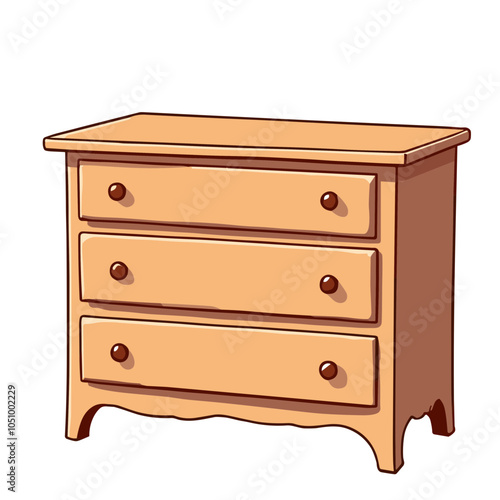 Traditional wooden chest of drawers vector illustration