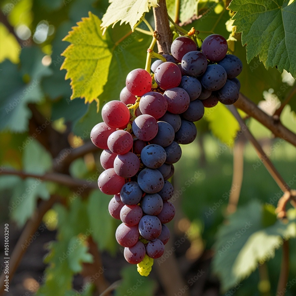 Naklejka premium A bunch of green and black grapes, Fresh grasp images