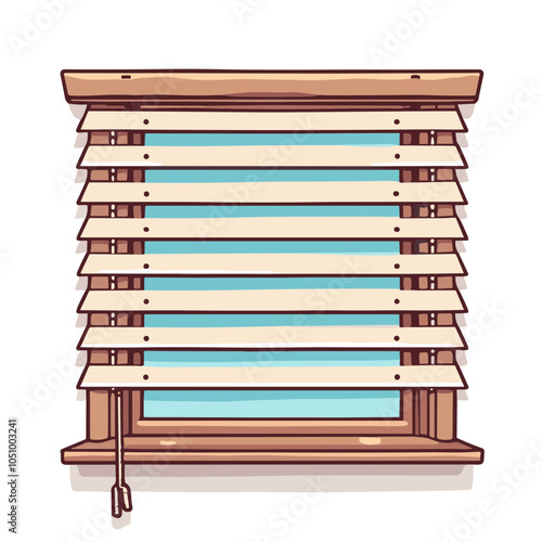Modern window blinds vector illustration, interior design