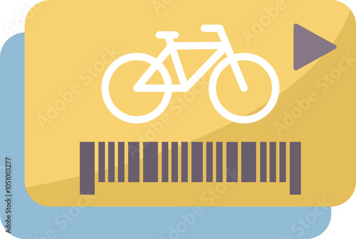 Yellow card with bicycle icon and barcode allowing to rent a bike for urban mobility