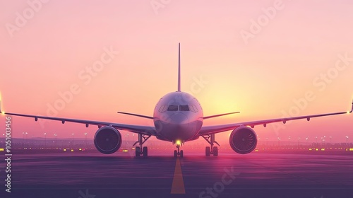 The plane is preparing to fly at the airport. Airplane on the runway at the airport. 