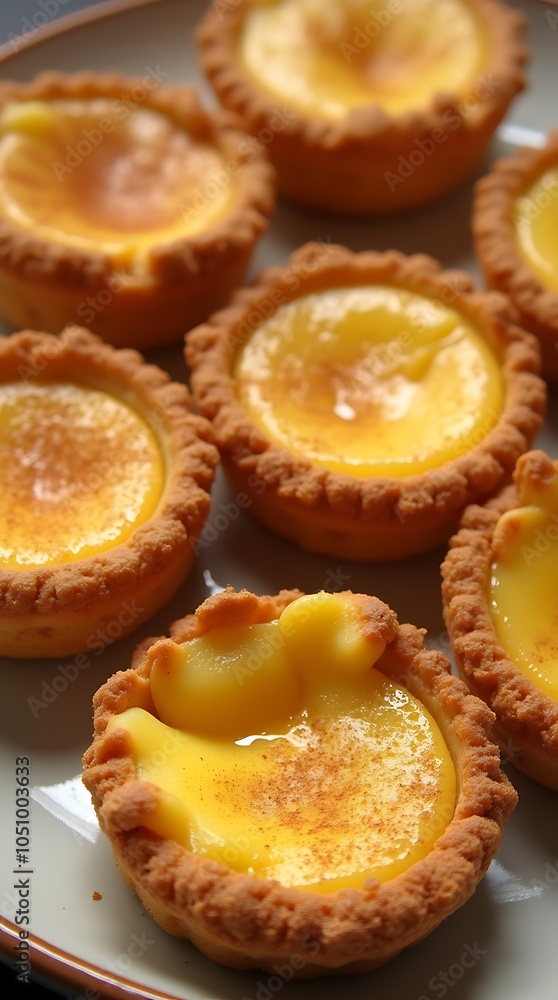Portuguese Pastel de Nata with Cinnamon Dusting in a Classic Pastry Style Portuguese Pastel de Nata with Cinnamon Dusting in a Classic Pastry Style