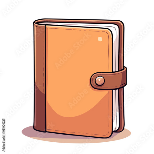 Vector illustration of brown leather notebook