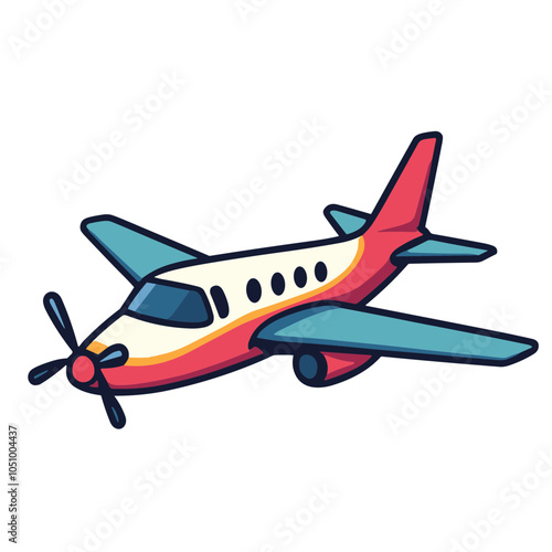 Vector illustration of red and blue airplane