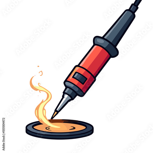 Vector illustration of soldering iron in action