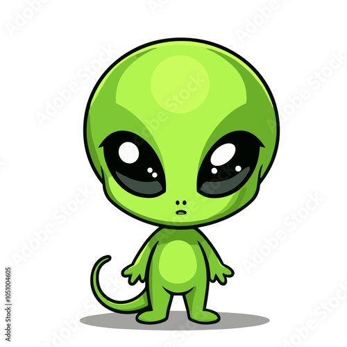 Vector illustration of kawaii alien with tail