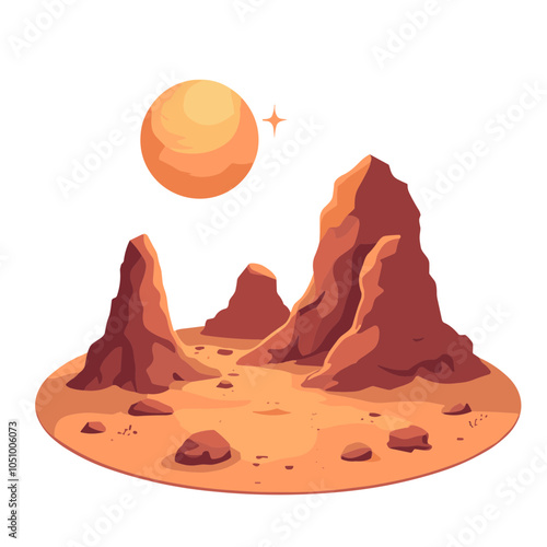 Vector illustration of mars surface terrain