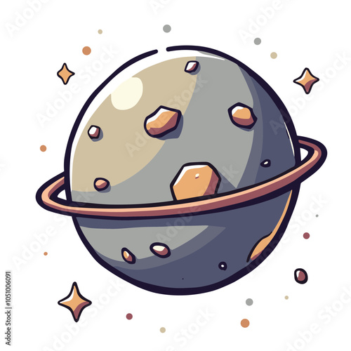 Vector illustration of grey planet with craters