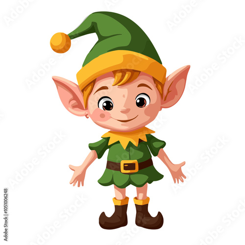 Vector illustration of happy Christmas elf