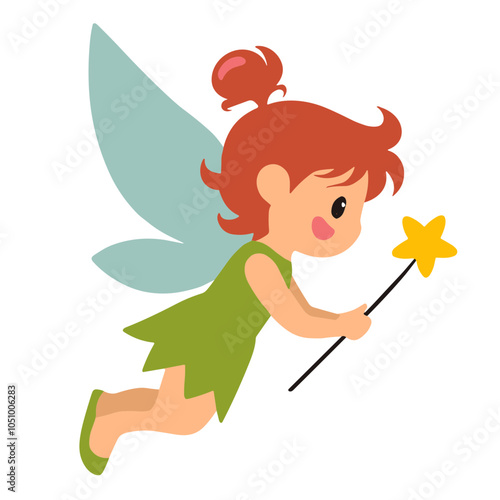 Vector illustration of fairy with magic wand