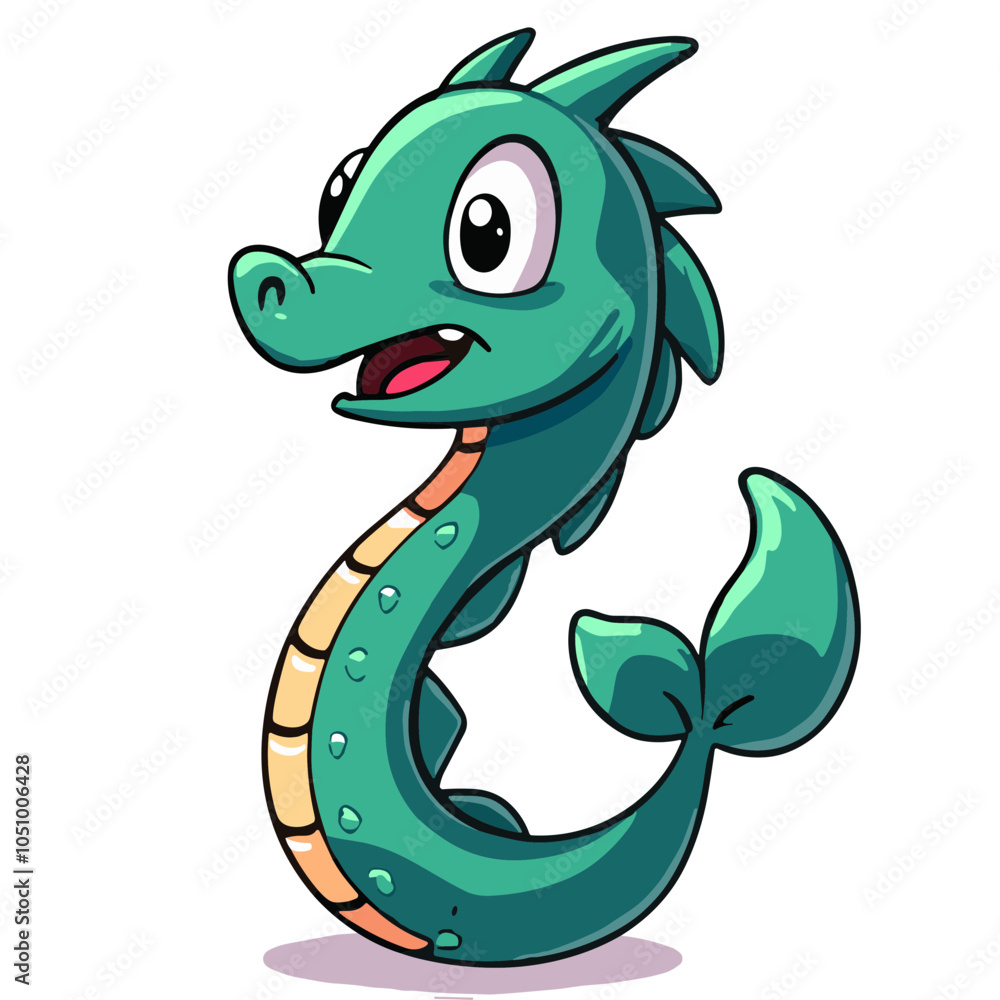 Fototapeta premium Vector illustration of cute sea serpent