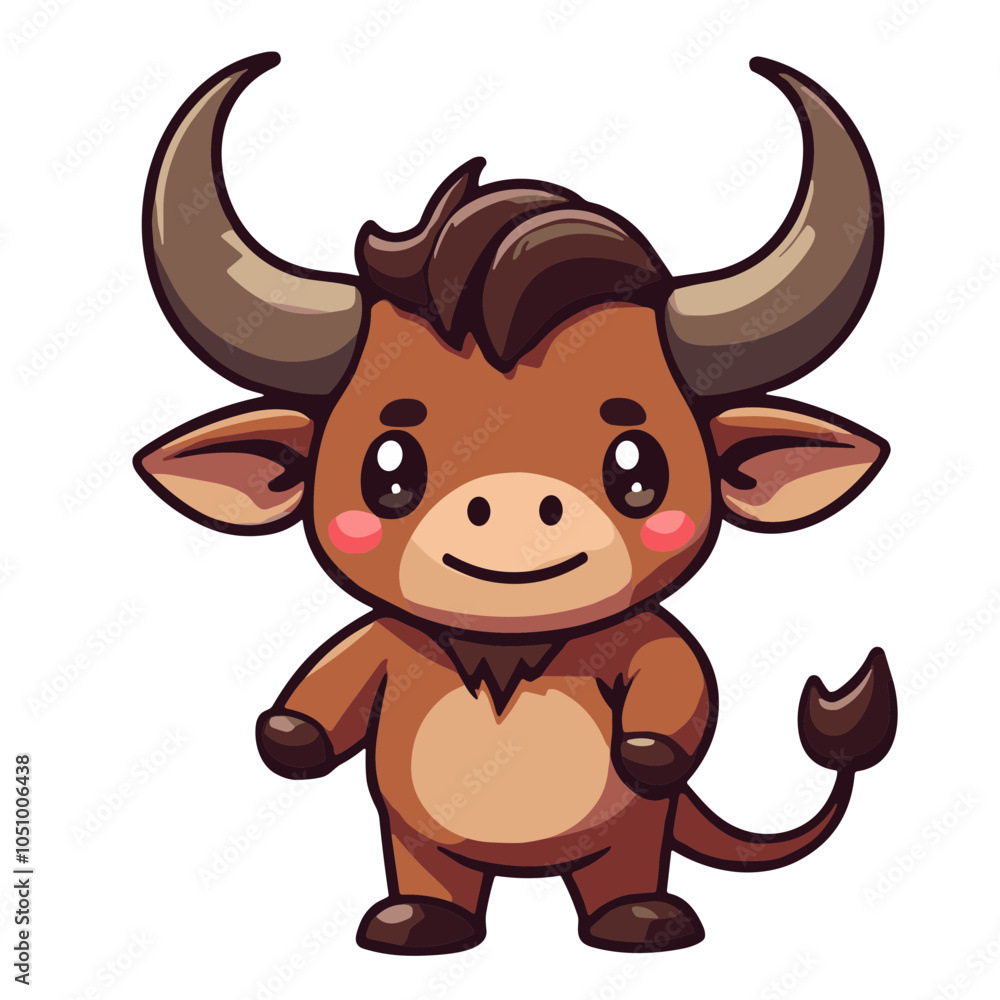 Fototapeta premium Vector illustration of standing baby bull
