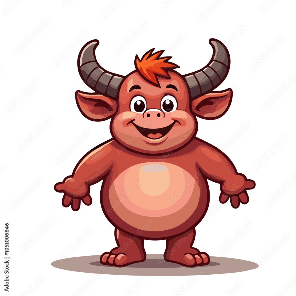 Cheerful monster with horns, vector illustration Cheerful monster with horns, vector illustration