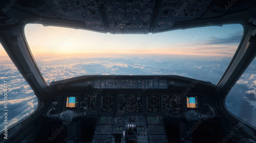 Breathtaking Cockpit View of Northern Lights at Dusk Breathtaking Cockpit View of Northern Lights at Dusk