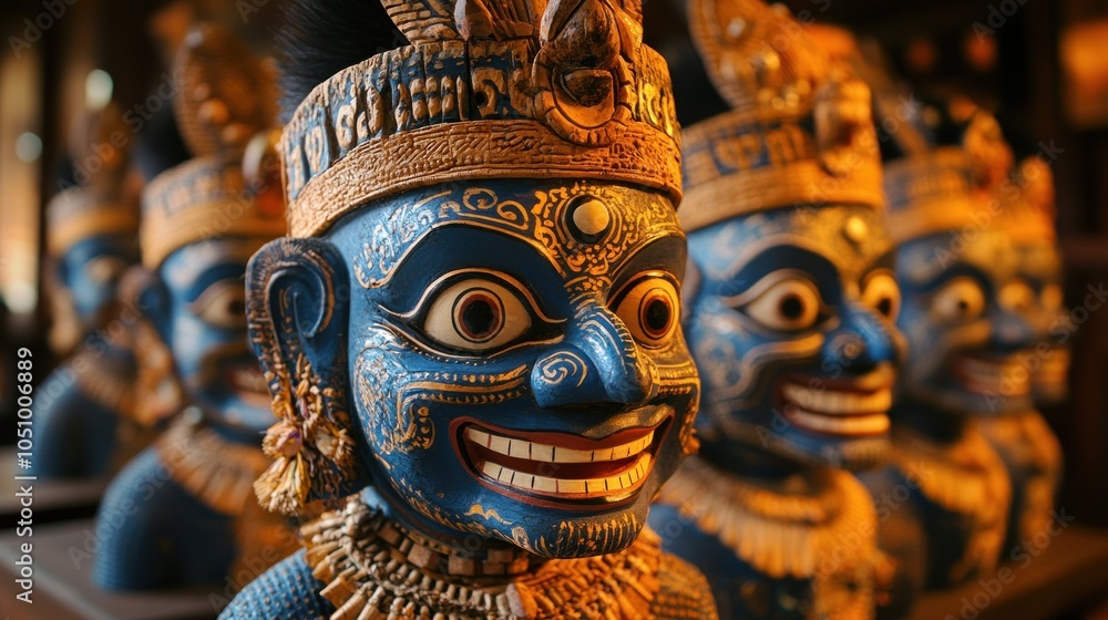 Obraz premium Colorful traditional sculptures showcasing cultural artistry.