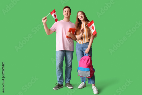 Students with flags of Cana...