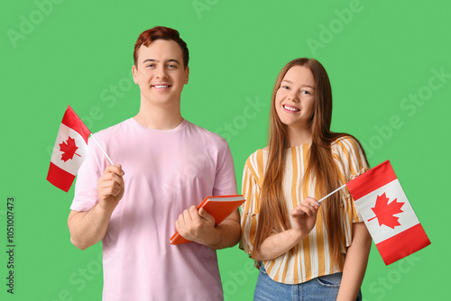 Students with flags of Cana...