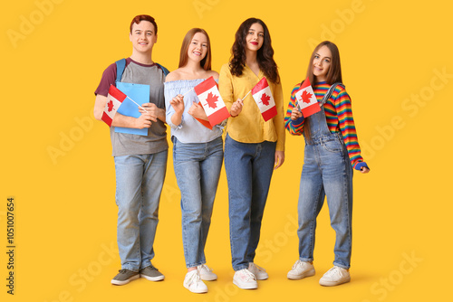 Group of students with flag...