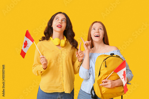 Female students with flags ...