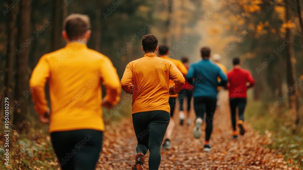 Fototapeta premium Friends Jogging Together on a Forest Trail