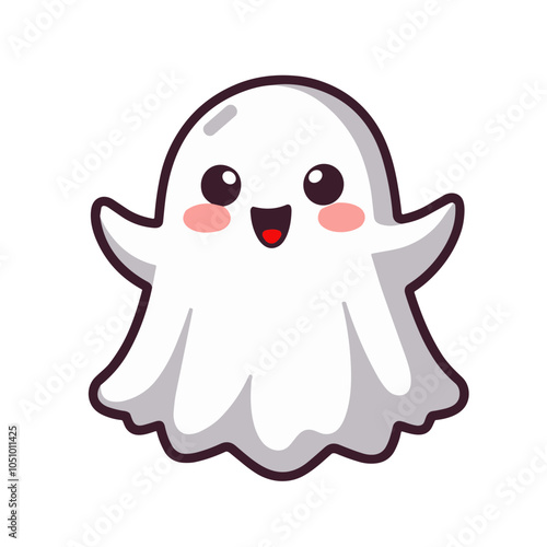 Smiling ghost character design, vector illustration