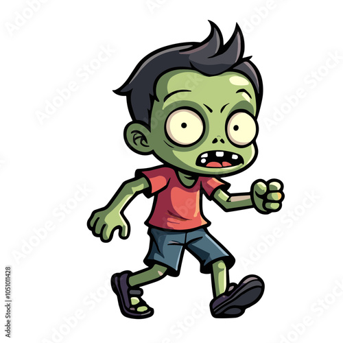 Walking zombie kid character, vector illustration
