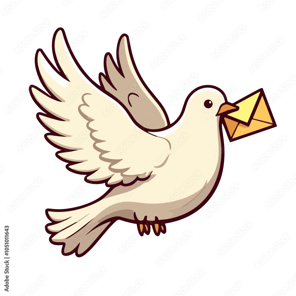 Fototapeta premium White dove carrying envelope, peace message concept 
