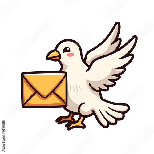 Classic dove messenger icon, communication concept     