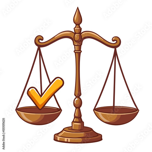 Justice scales with checkmark, vector illustration