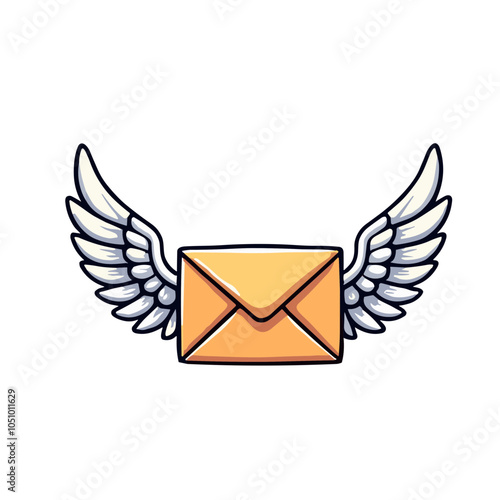 Flying envelope with wings design, vector illustration