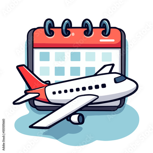 Airplane with calendar, flight booking concept     
