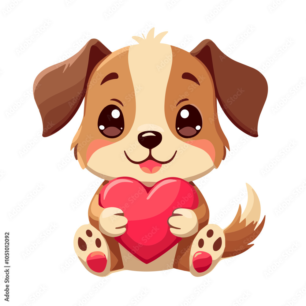 Sweet puppy with heart, romantic vector illustration Sweet puppy with heart, romantic vector illustration