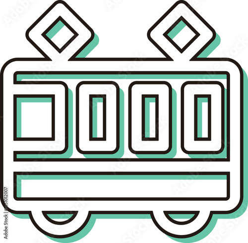 カラーシャドウ乗り物アイコンイラスト　電車