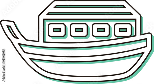 カラーシャドウ乗り物アイコンイラスト　遊覧船