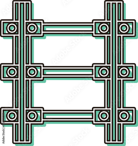 カラーシャドウ駅関連アイコンイラスト　線路